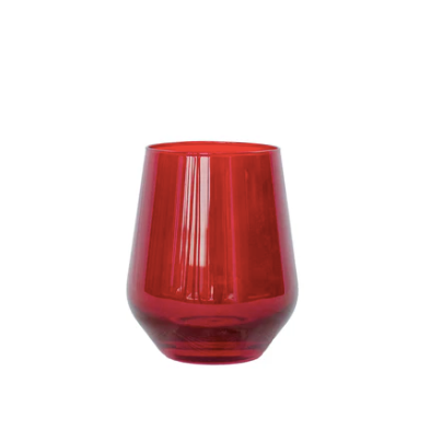 Red Stemless Wine Glass