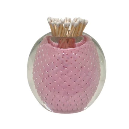 Pink Handblown Match Striker with Matches