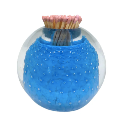 Blue Handblown Match Striker with Matches
