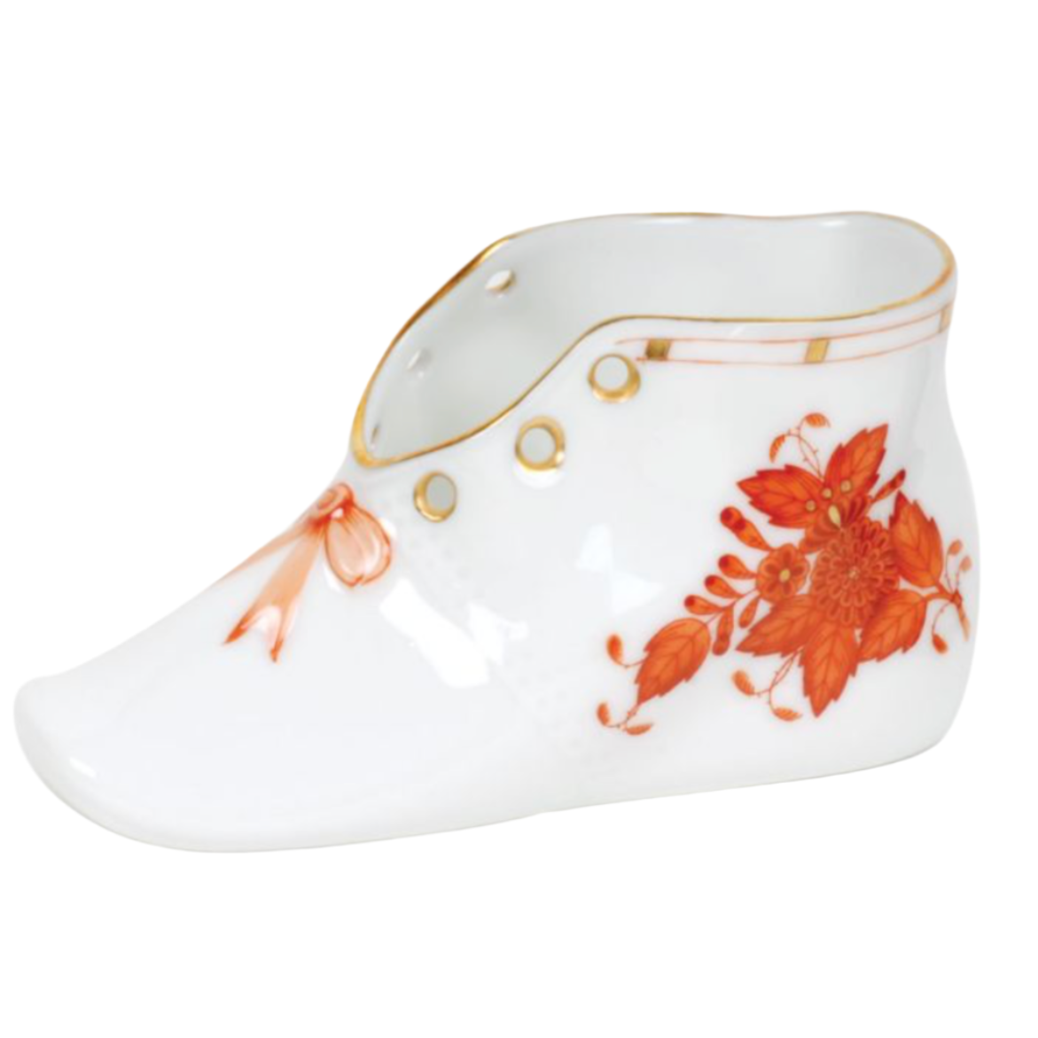 Chinese Bouquet Baby Shoe, Rust