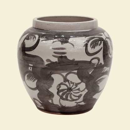 Black Porcelain Twisted Flower Wide Open Top Jar