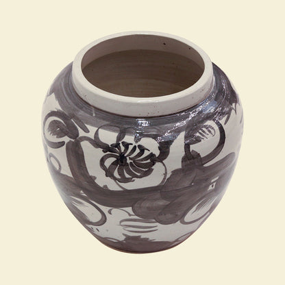 Black Porcelain Twisted Flower Wide Open Top Jar