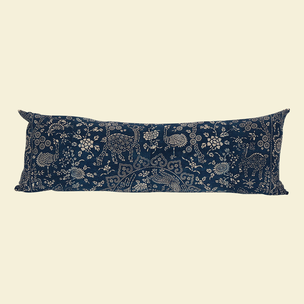 Blue Block Print Bolster 54"x18"