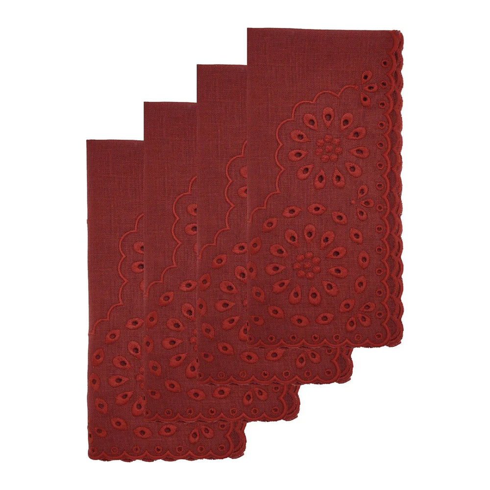 Burgundy Eyelet Dinner Napkins