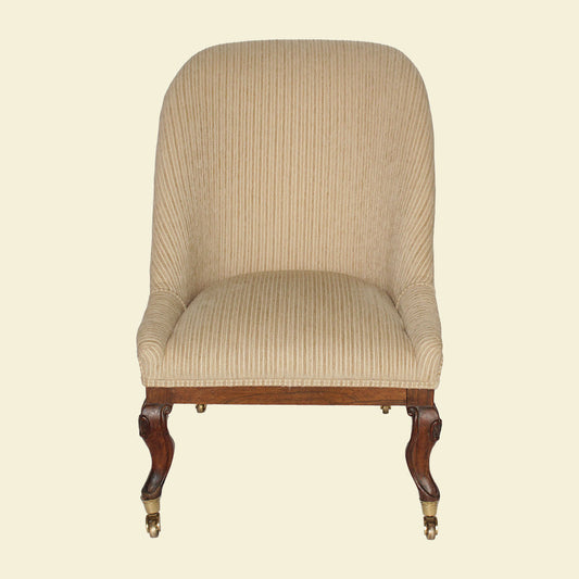 Cream Antique Highback Chairs Pair