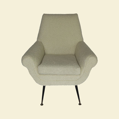 Cream Boucle Modern Chairs Pair