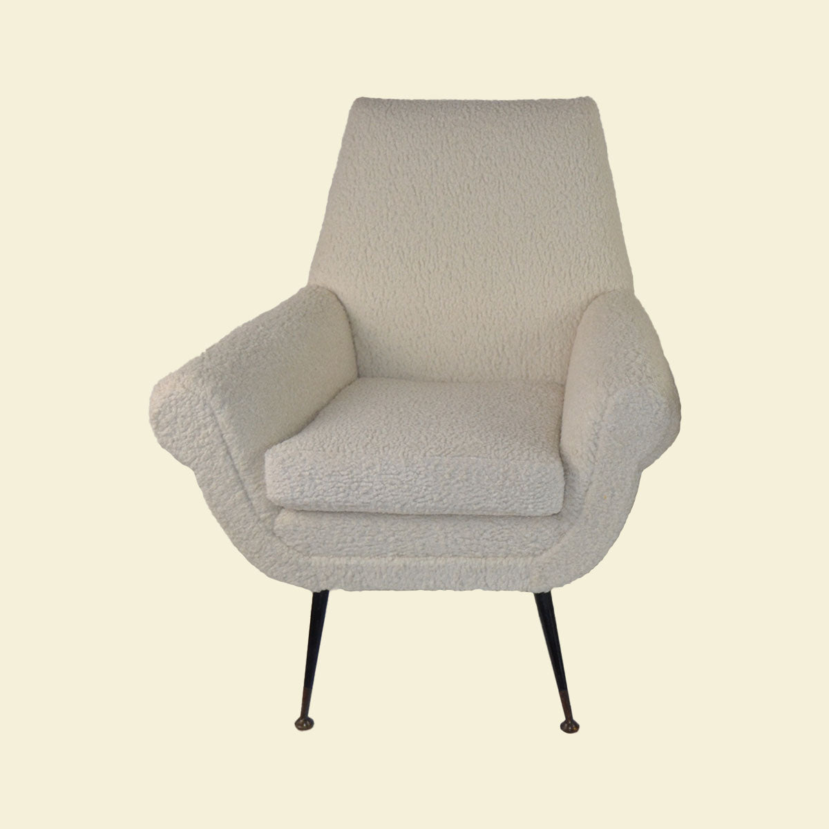 Cream Boucle Modern Chairs Pair