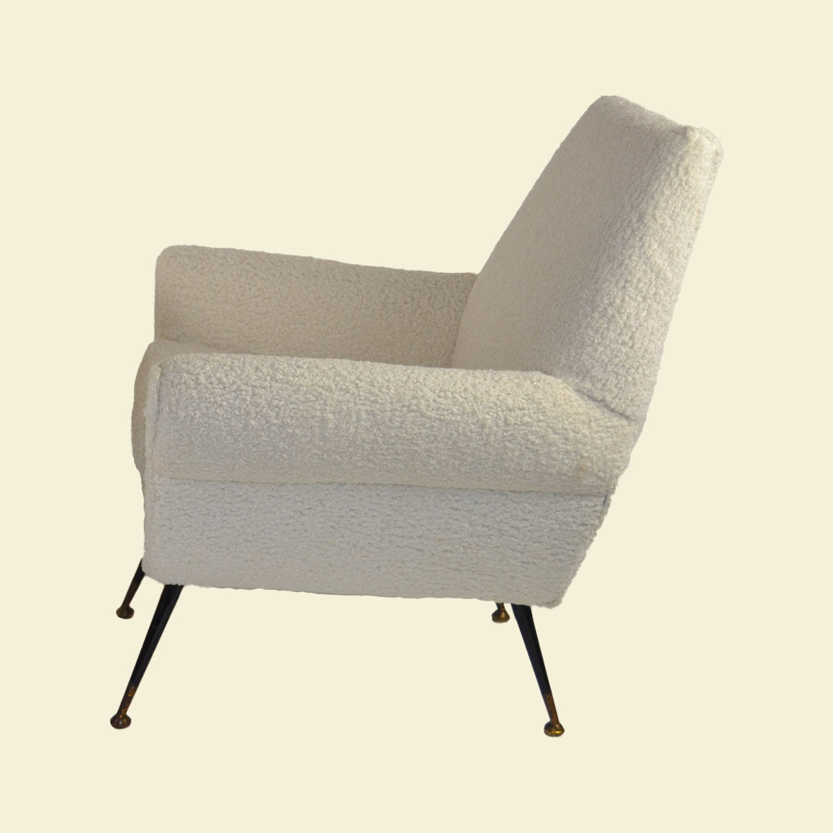 Cream Boucle Modern Chairs Pair