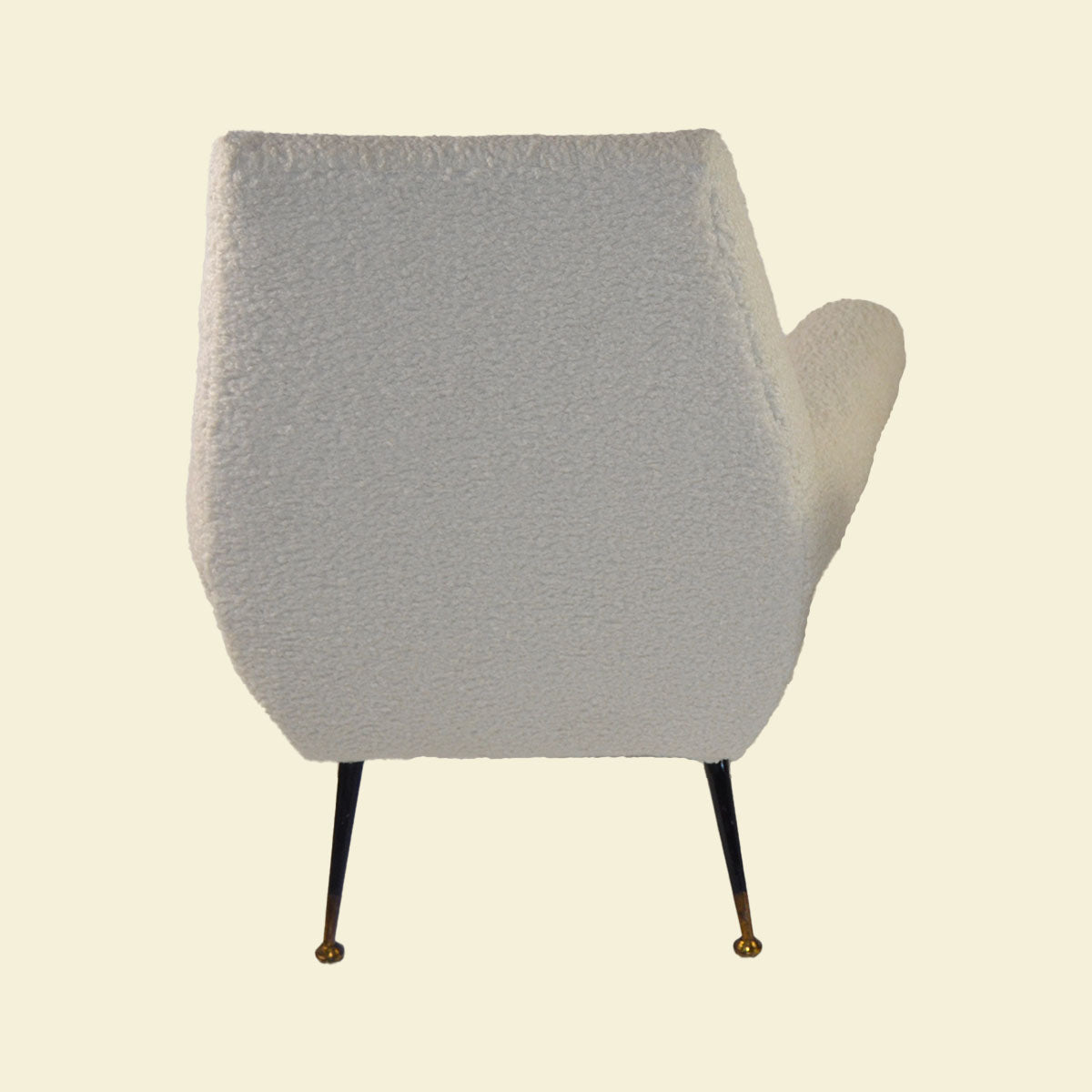 Cream Boucle Modern Chairs Pair