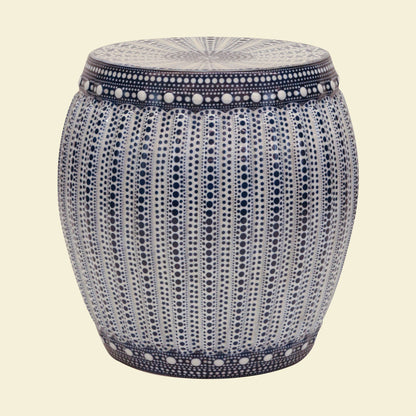 Large Blue & White Garden Stool