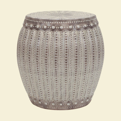 Large Faded Black & White Woven Garden Stool