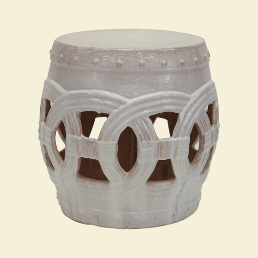 Large White Wovern Garden Stool