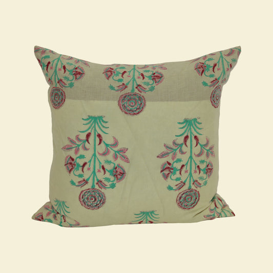 Light Green Floral Pillow 22"x22"