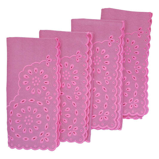 Pink Eyelet Dinner Napkins