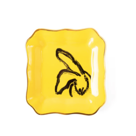 Bunny Portrait Plate in Yellow