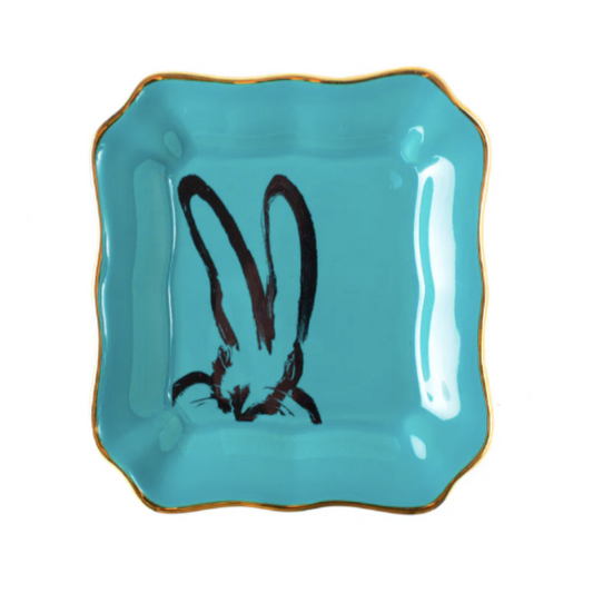 Bunny Portrait Plate in Turquoise