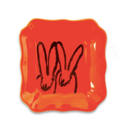 Bunny Portrait Plate in Orange