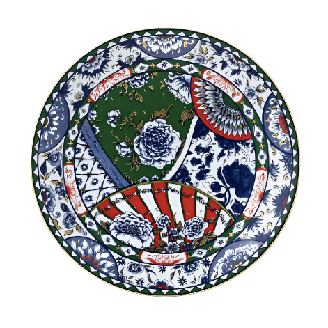 Victoria's Garden Blue, Green, and Red Plate