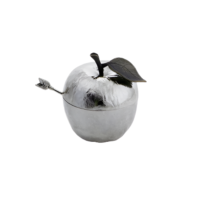 Apple Honey Pot with Silver Spoon