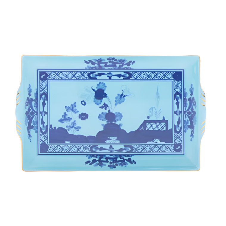 Oriente Italiano Rectangular Tray with Handles, Iris