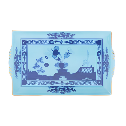 Oriente Italiano Rectangular Tray with Handles, Iris