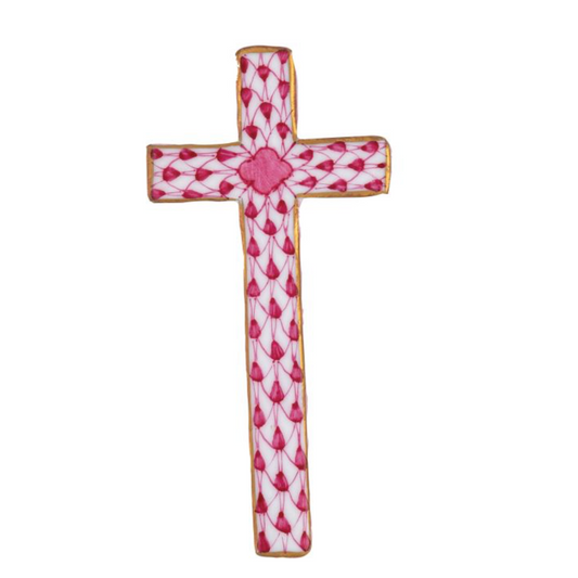 Fishnet Miniature Cross, Pink