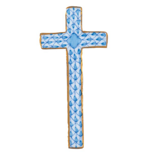 Fishnet Miniature Cross, Blue