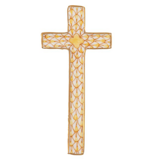 Fishnet Miniature Cross, Butterscotch