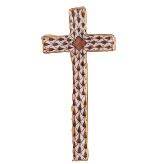 Fishnet Miniature Cross, Chocolate