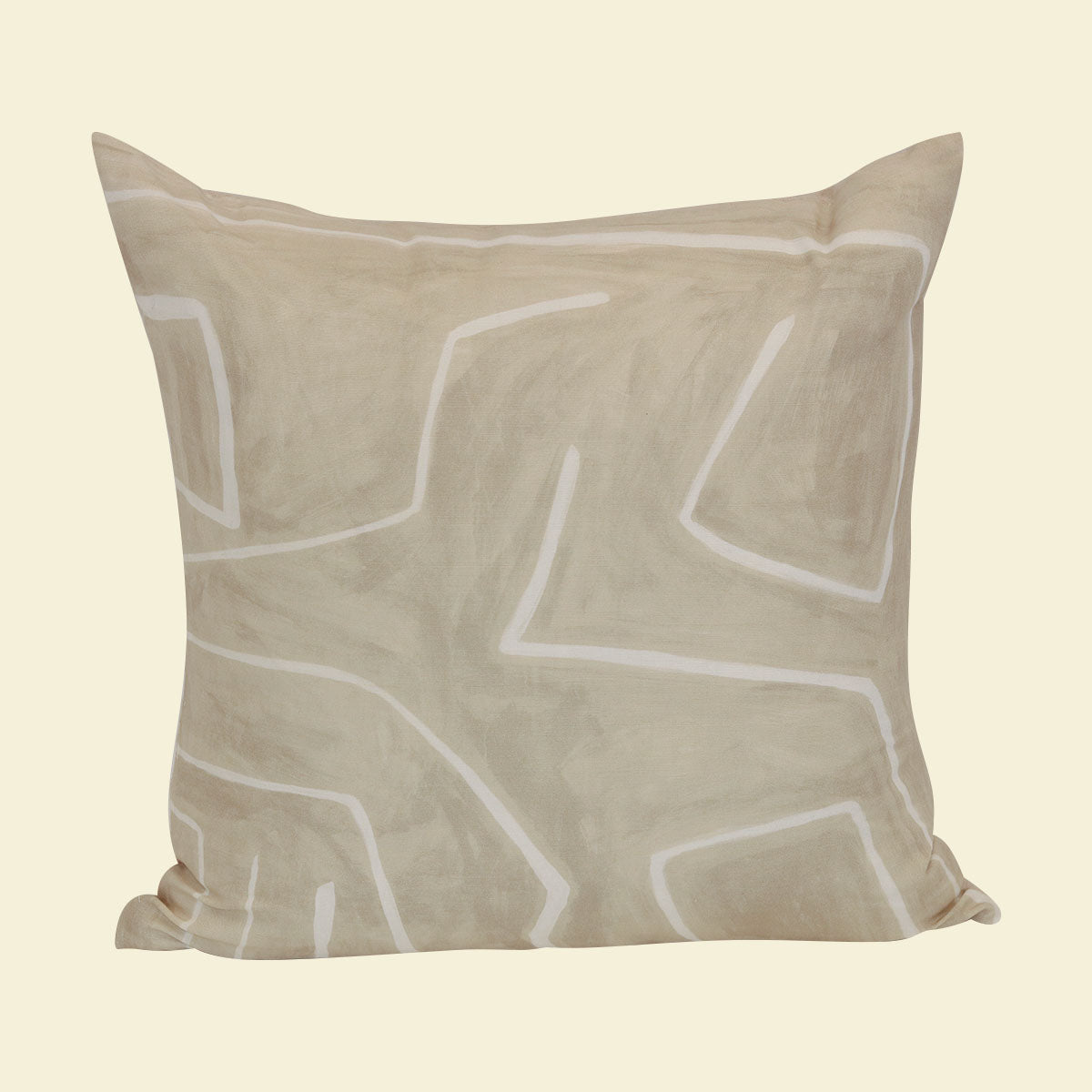 Tan and White Graffito Pillow 20"x20"