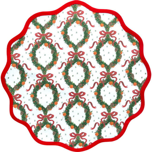 Fenwick Fields Round Scalloped Holiday Wreath Placemat